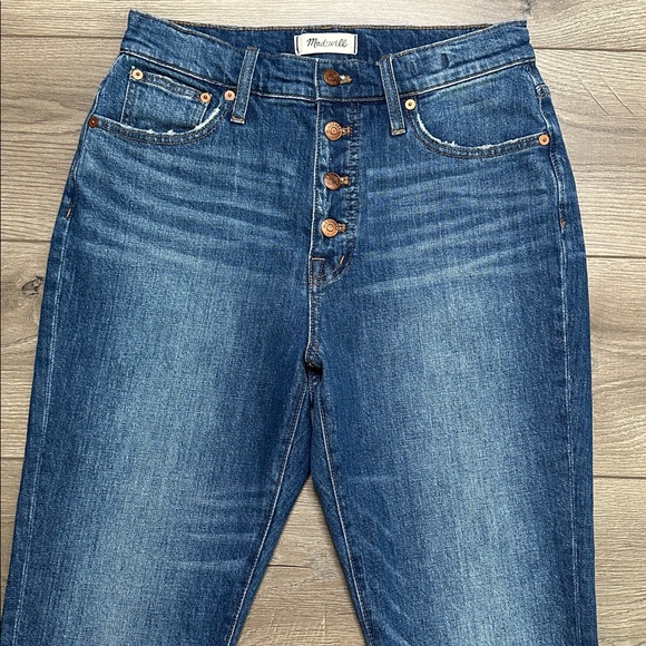 Madewell The Perfect Vintage Button Fly Crop Stretch Blue Jeans Size‎ 28 - Picture 2 of 11